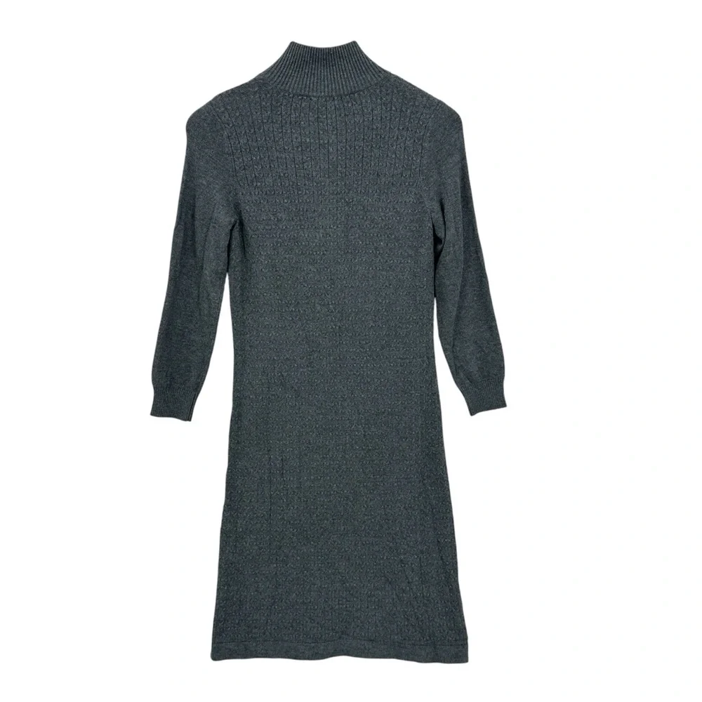 New TOMMY BAHAMA Sweater Dress Pickford Cable Knit Half-Zip Gray - Picture 2 of 6